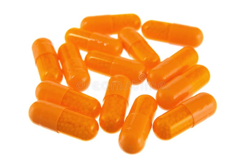 Orange capsules stock photo. Image of hospital, addiction 33526348