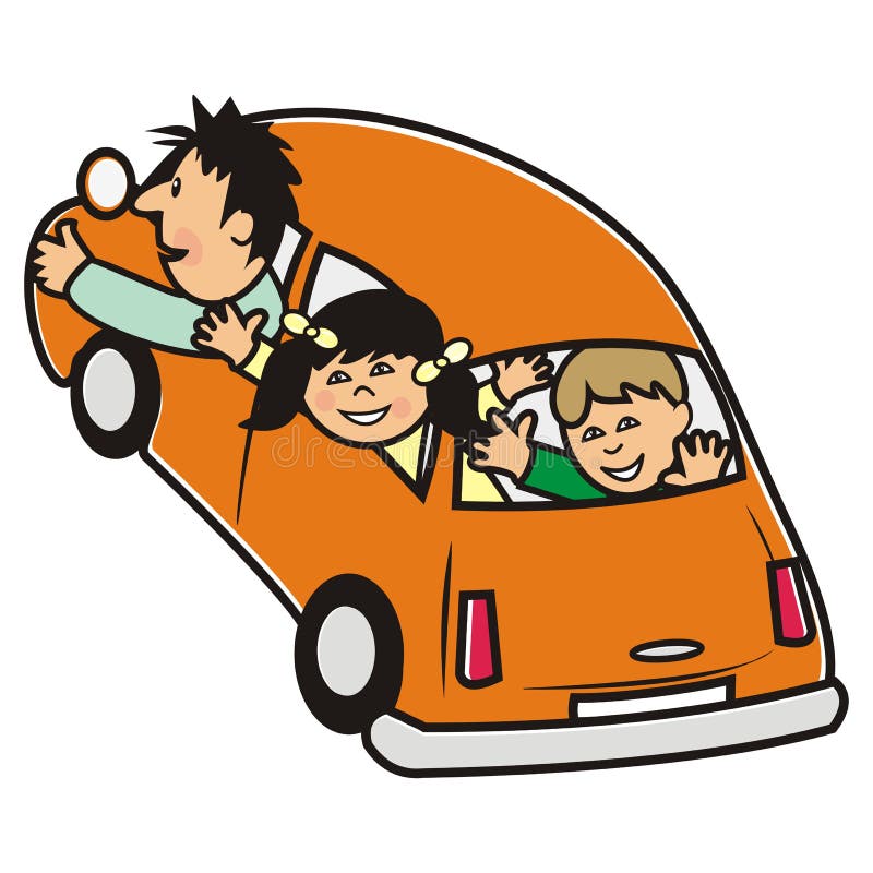 Image result for clip art family riding in a car"