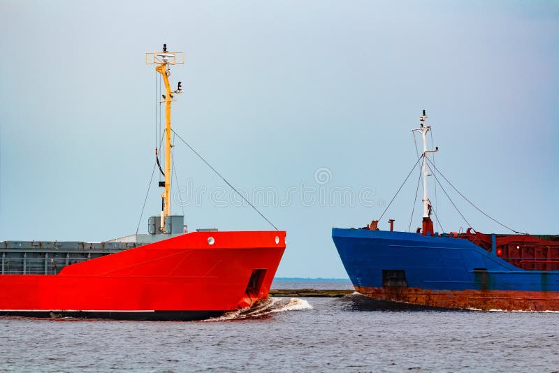 Orange cargo ship stock image. Image of logistic, transport 105624577