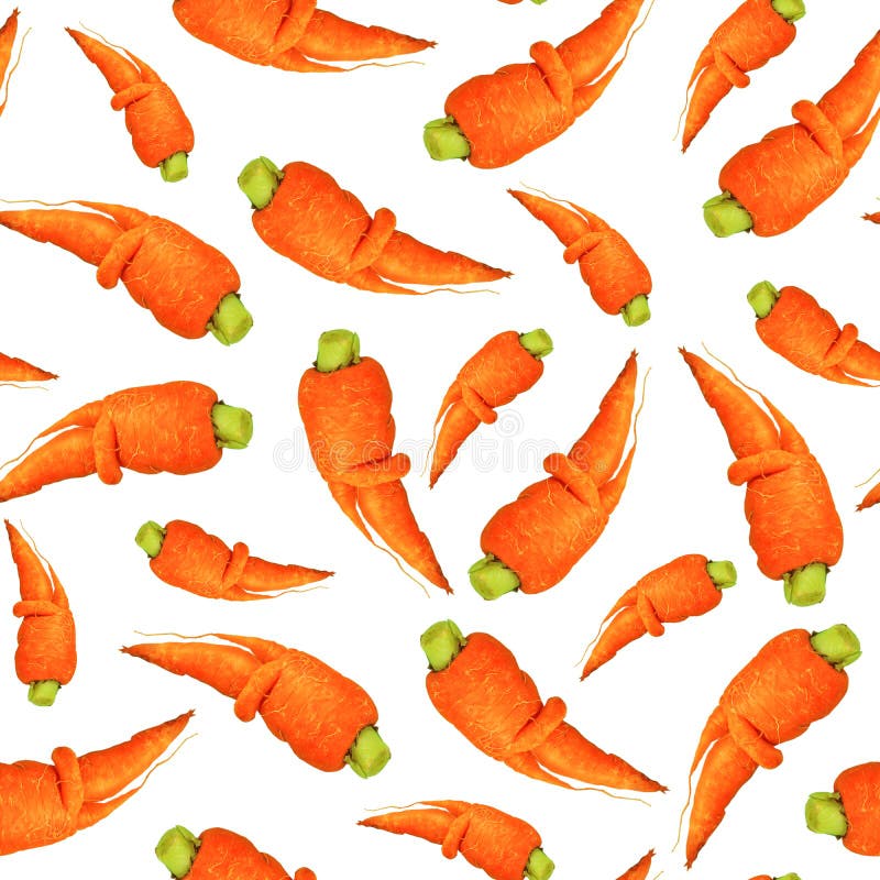 Orange carrot pattern on pastel background made of photography, top view. Raw vegetables, ugly food concept, flatlay stock photo