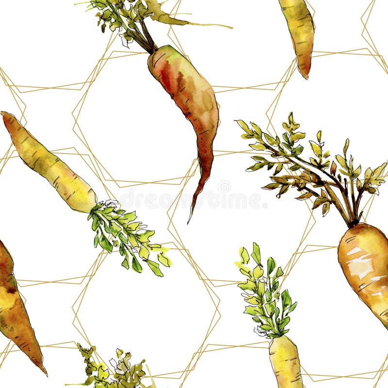 Orange Carrot Wild Vegetable. Seamless Background Pattern. Fabric