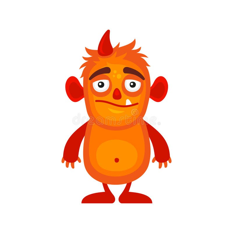 Orange Cartoon Monster on White Background. Vector Stock Vector