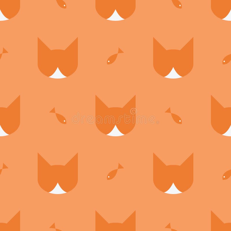 Orange Cat Background Flat Vector Stock Vector - Illustration of icon