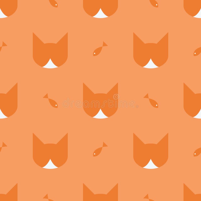 Orange Cat Background Flat Vector Stock Vector Illustration of icon