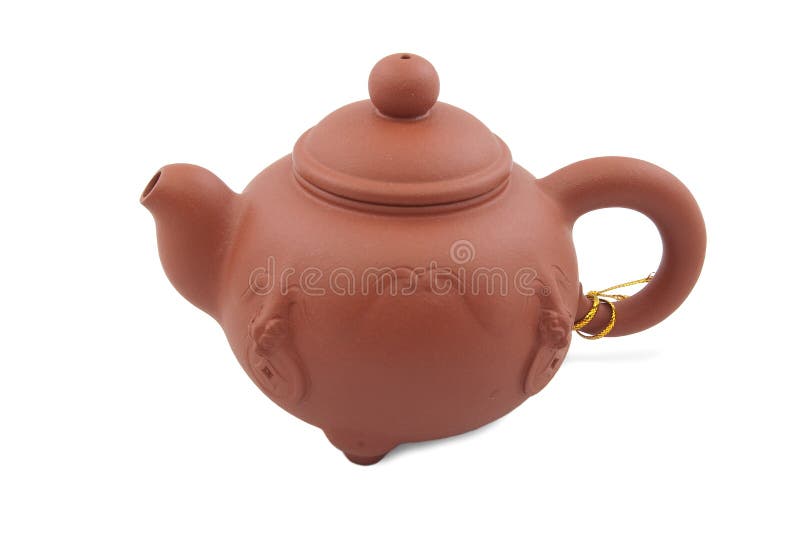 Orange ceramic teapot