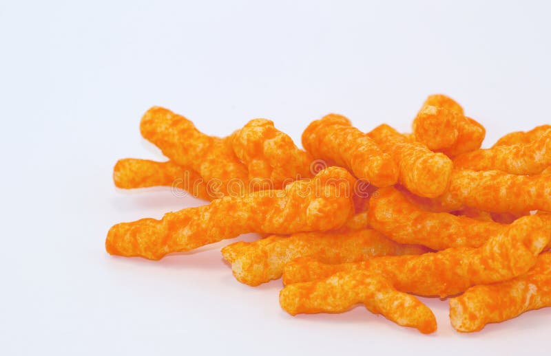Orange Cheese Puff Snacks on White Background Stock Photo Image of snacks, bright 20792612