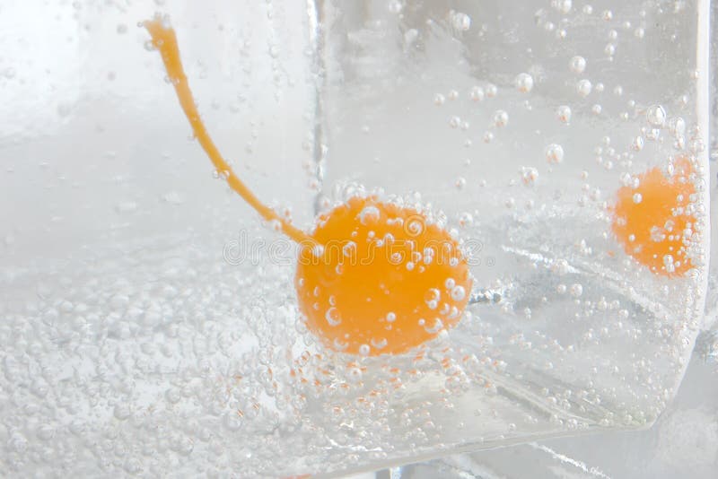 Orange cherry in block of ice