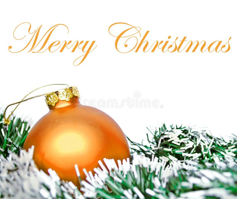 Orange christmas ornament ball with wreath isolated on white royalty free stock image Orange christmas ornament ball with wreath isolated on white royalty free stock image