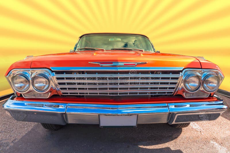 Orange and chromed old sixty brand car