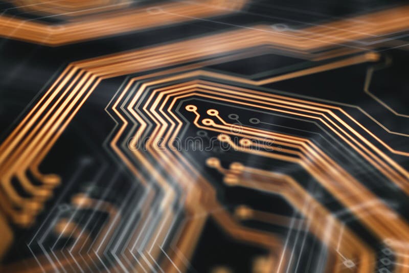 Orange circuit board stock illustration. Illustration of digital