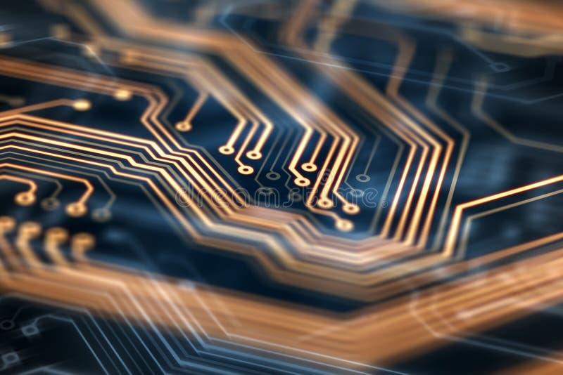 Orange circuit board stock illustration. Illustration of integrated
