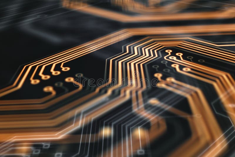 Orange circuit board stock illustration. Illustration of element