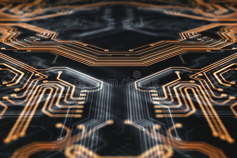 Orange circuit board stock illustration. Illustration of integrated
