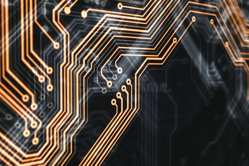 Orange circuit board stock illustration. Illustration of digital