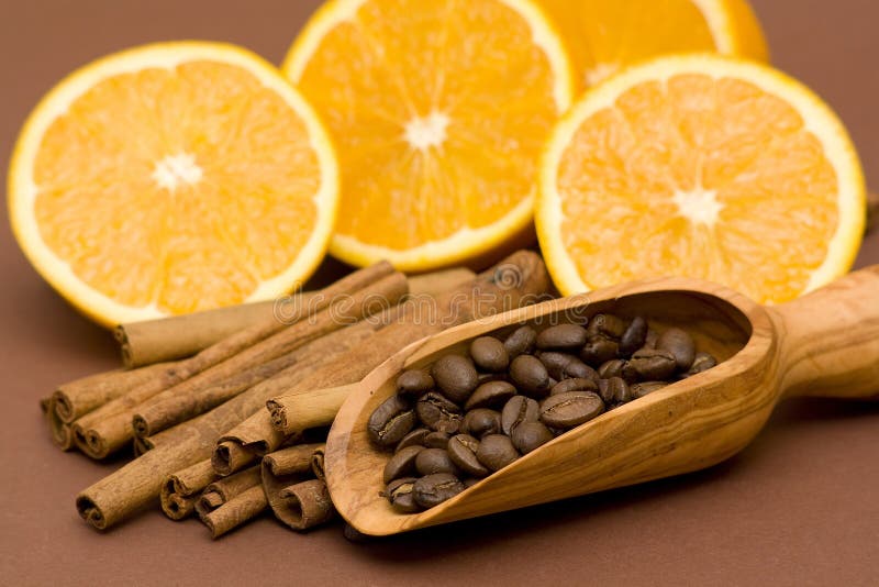 Orange, Coffee and Cinnamon Stock Photo Image of almond, christmas