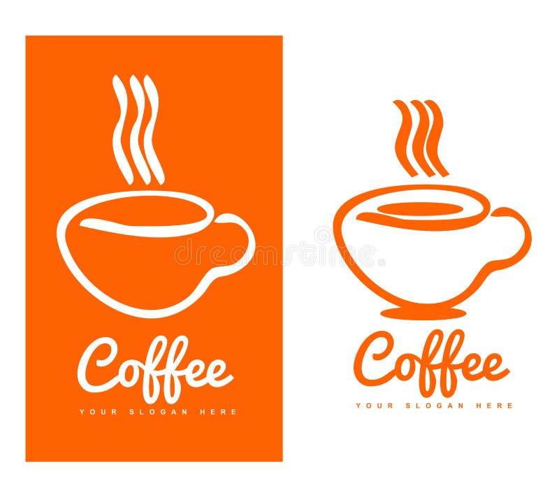 Orange Coffee Cup Icon Isolated on White Background. Take Away Print