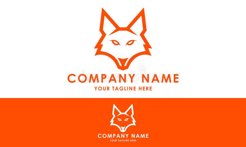 Orange Color Abstract Wolf Face Logo Design Stock Vector - Illustration ...