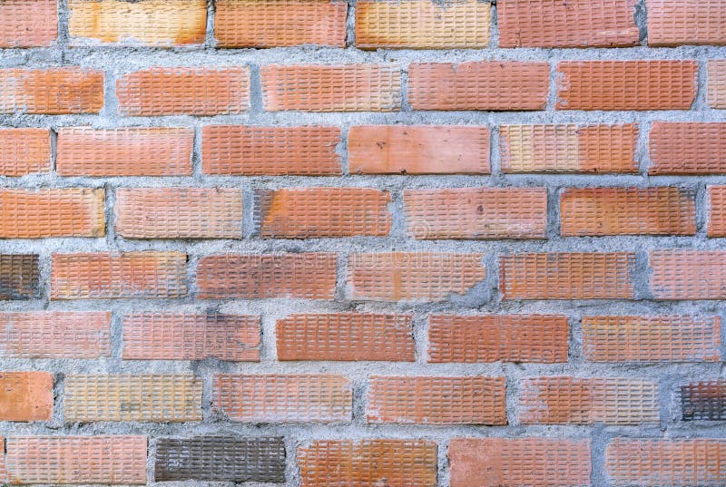 Orange Color Brick Wall for Brickwork Background Design Stock Photo
