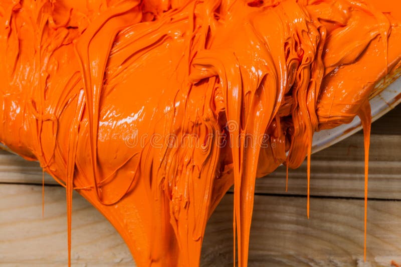 orange color of plastisol ink flowed out of the barrel