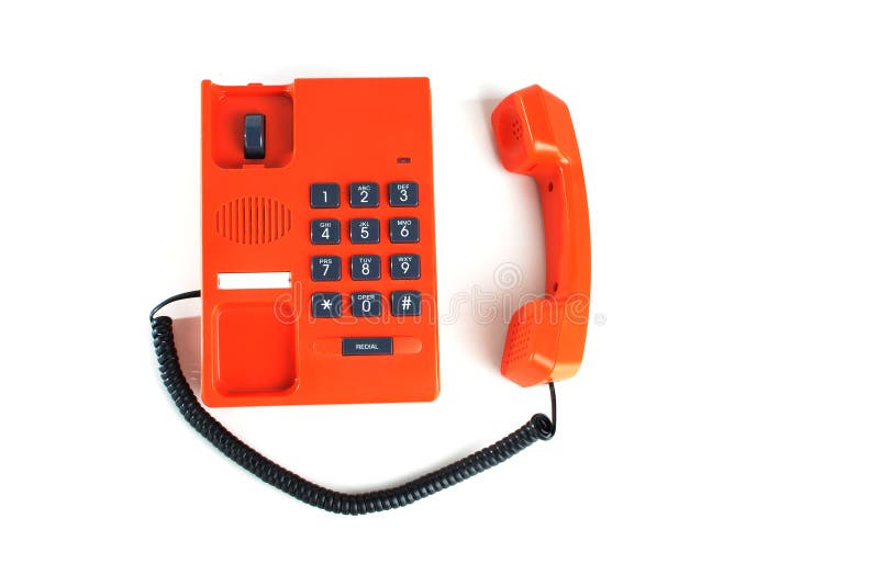Orange colored telephone stock image. Image of cord 113964703