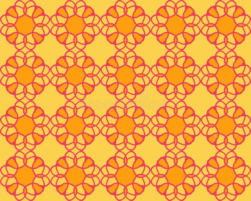 Orange Colour Vintage Floral Interior Seamless Flat Design Background