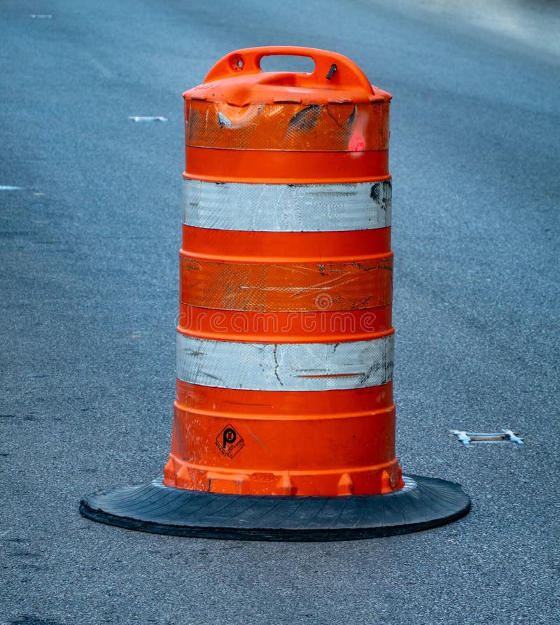 Orange Road Construction Barrel Isolated Stock Photo Image of closed