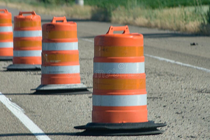 Orange Construction Warning Barrels Stock Photo Image of warning