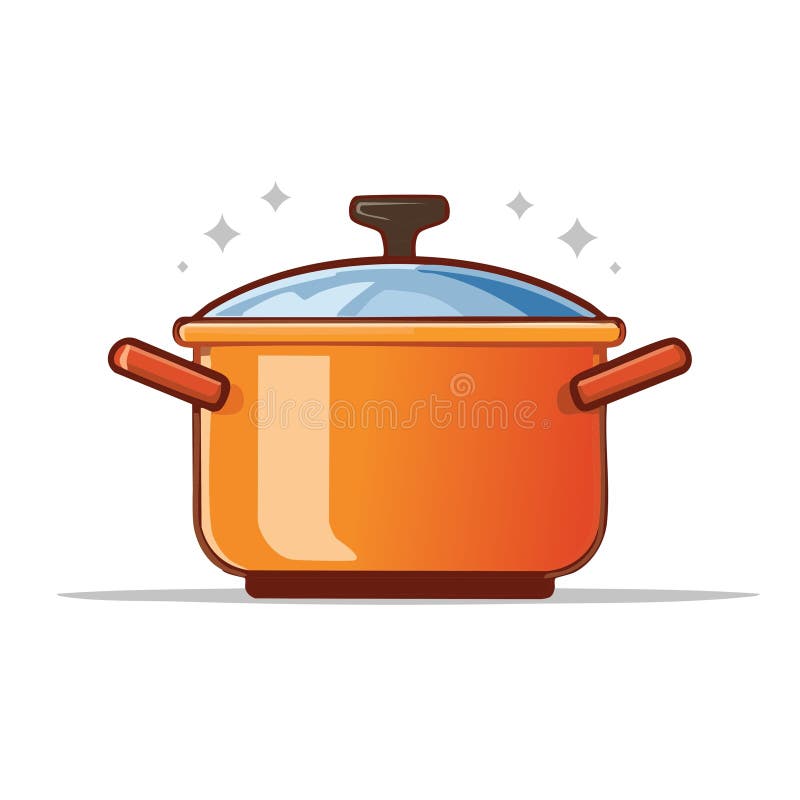 Orange cooking pot with clear glass lid sparkling clean vector illustration royalty free illustration