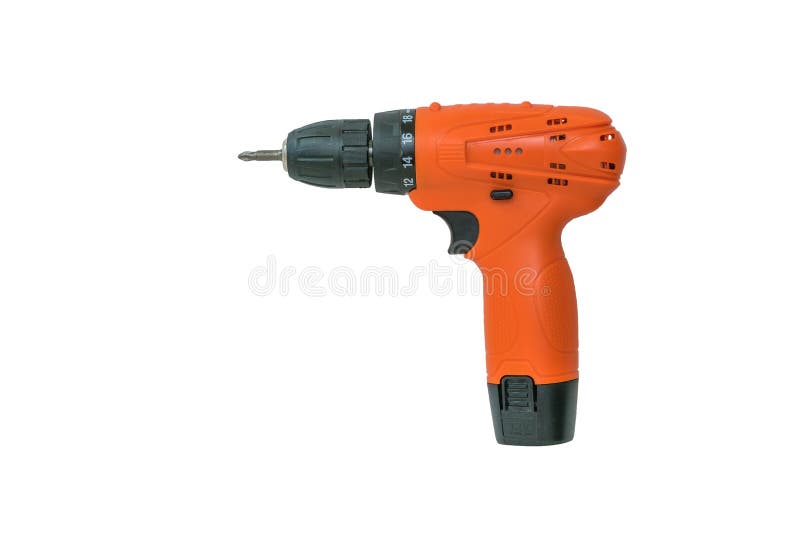 Orange Cordless Drill Front View Stock Photo - Image of handle, metal ...