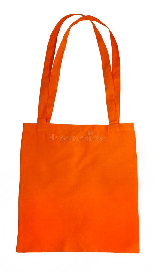 Orange cotton bag royalty free stock images