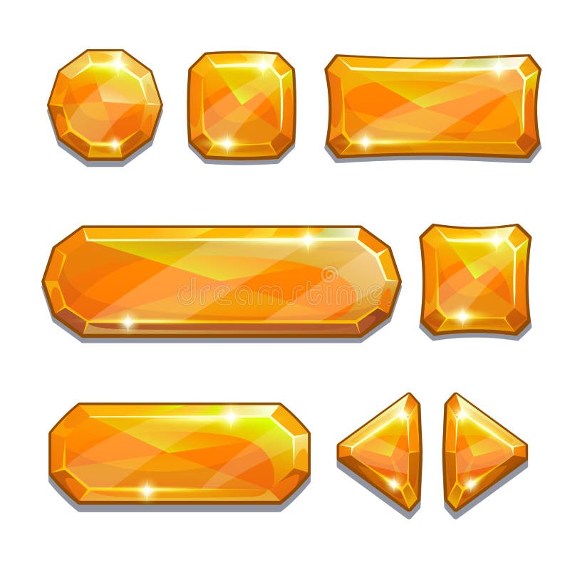 Orange crystal buttons vector illustration