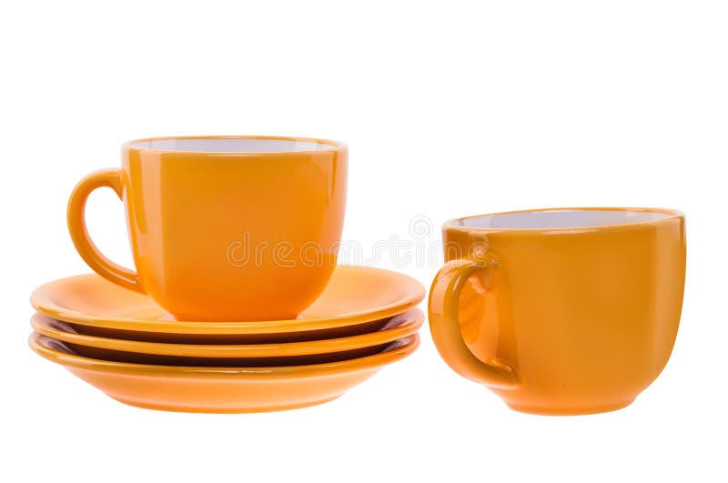 Orange cup and saucer stock image. Image of saucer, objects 32398495