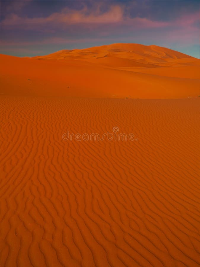 Orange Desert at Sunset, Morocco. Stock Image Image of arabian, color