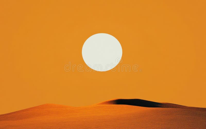 Orange Desert Sunset z White Sun Minimalistyczne Digital Art royalty ilustracja