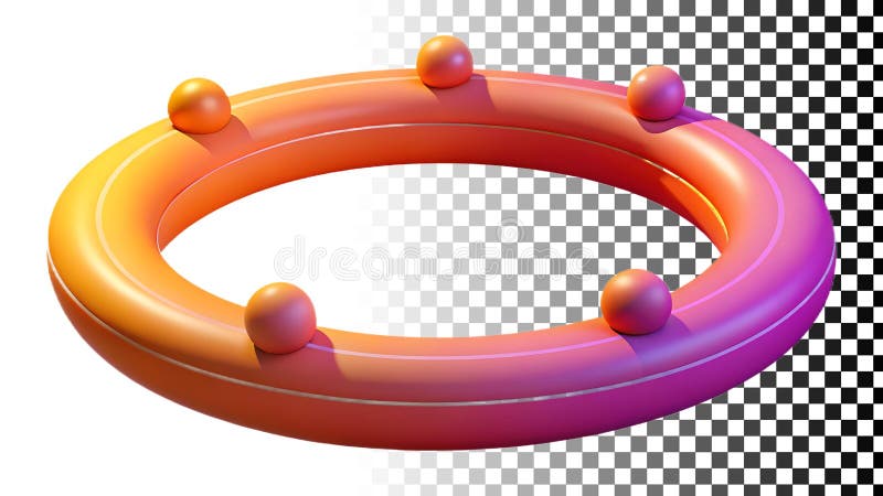 Orange dotted ring, abstract shape and modern design element png transparent image Generative AI stock illustration