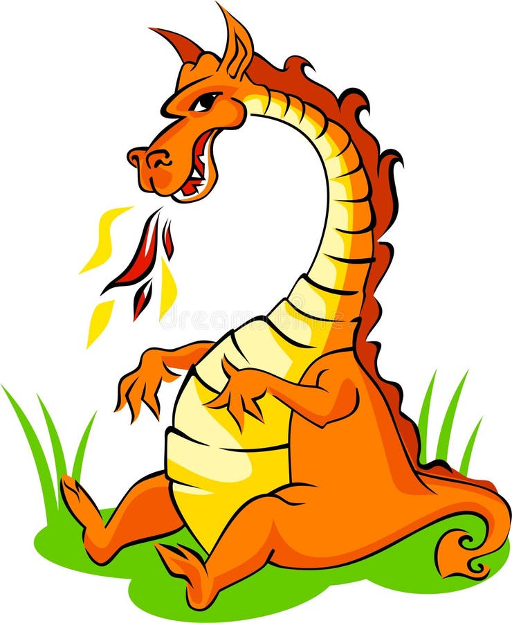 Orange dragon stock vector. Illustration of tale, draw 8415631