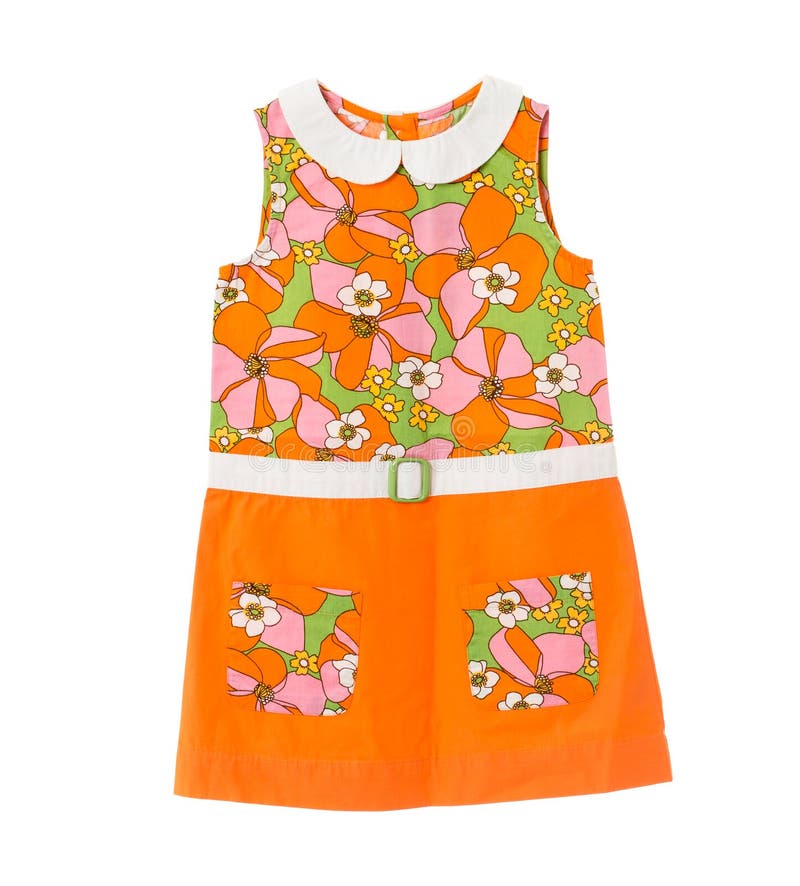 Orange Dress with Floral Pattern. Stock Image Image of casual, color