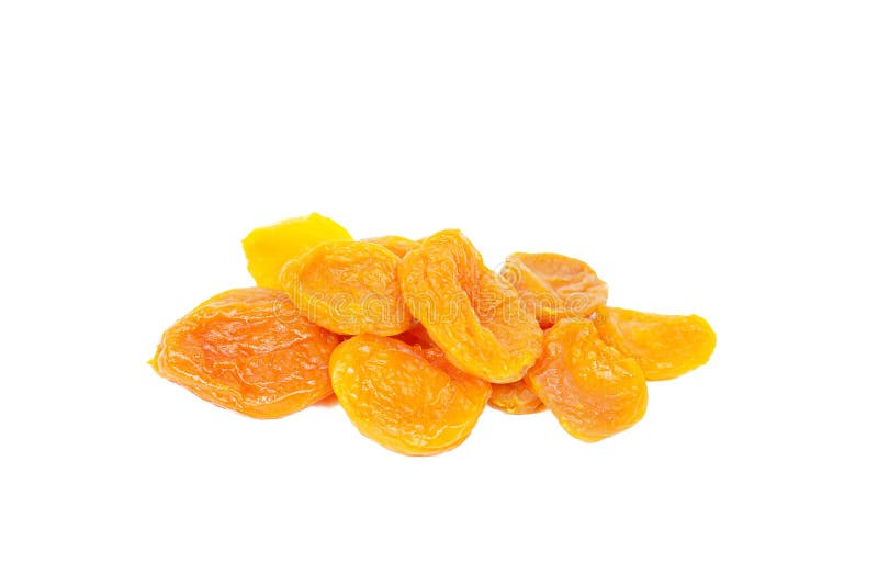 Orange Dried Apricots Heap Isolated on White Background. Stock Image