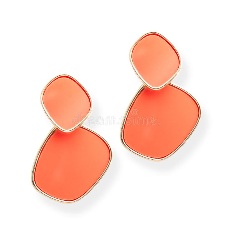 Orange Earrings Isolated on White Stock Photo Image of accessory