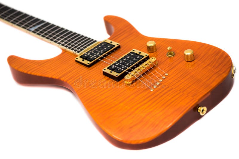 Orange Electric Guitar stock photo. Image of background 75926672
