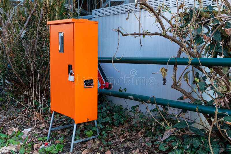 Orange Electrical Switch with Padlock Stock Image Image of