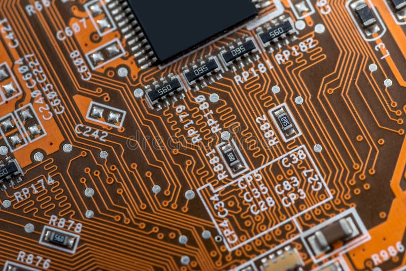 Orange circuit board stock photo. Image of circuitboard 28144862