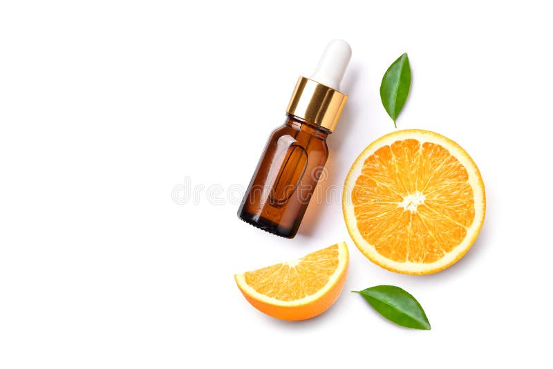 Orange Essential Oil Serum With Orange Fruit Stock Image Image Of