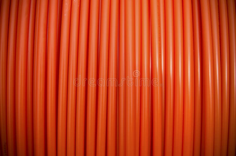 Orange fiber cables stock image. Image of blue, industrial 64486447