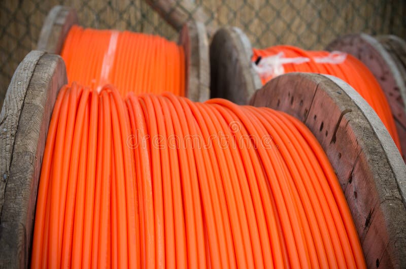 Orange fiber cables stock photo. Image of digital, optical 64486554