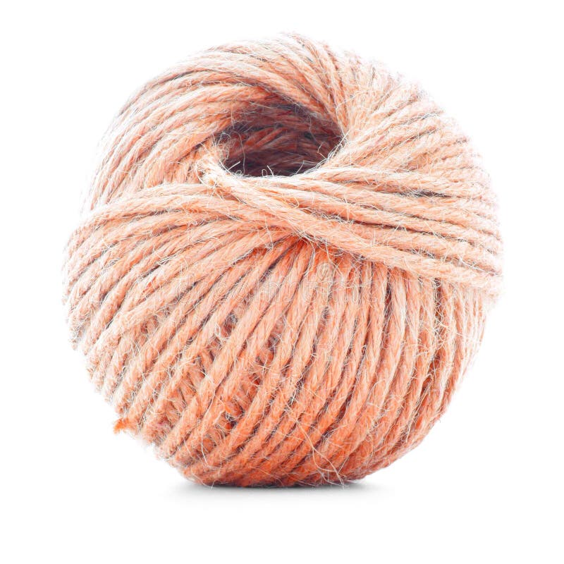 Orange Fiber Clew, Knitting Thread Roll Isolated on White Background
