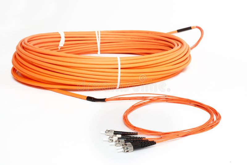 Orange Fiber Optic ST Connector Patchcord Stock Photo Image of laser