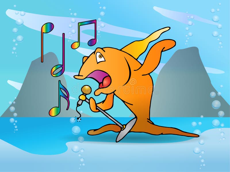 Orange fish singing performance