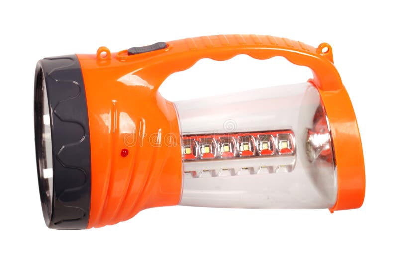 Orange Flashlight Isolated on White Stock Photo Image of background