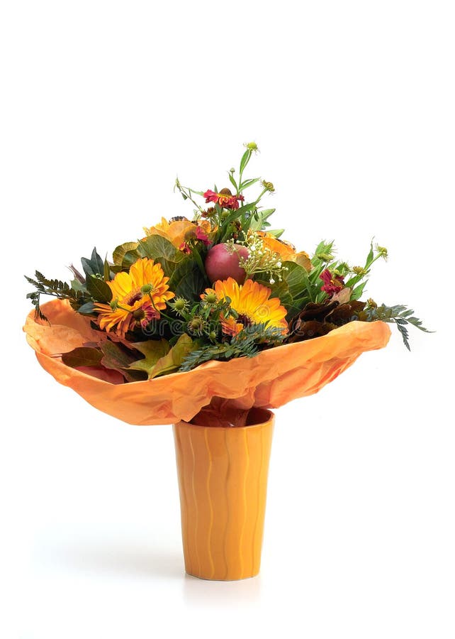 Orange flowers in vase stock image. Image of pleasure, orange 297303